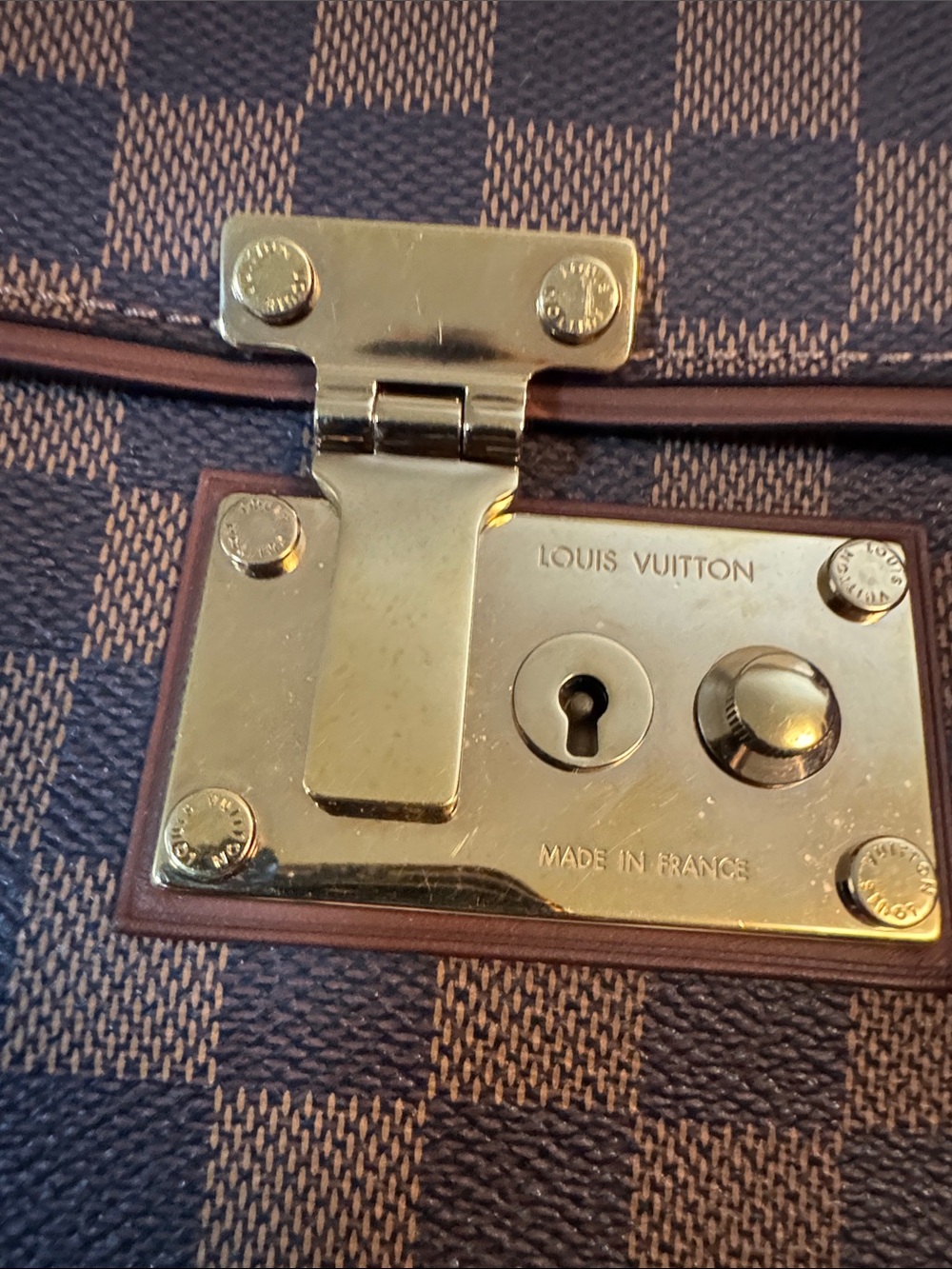 Louis Vuitton Brown Checkered Tote with Tan Handles - Picture 3 of 9